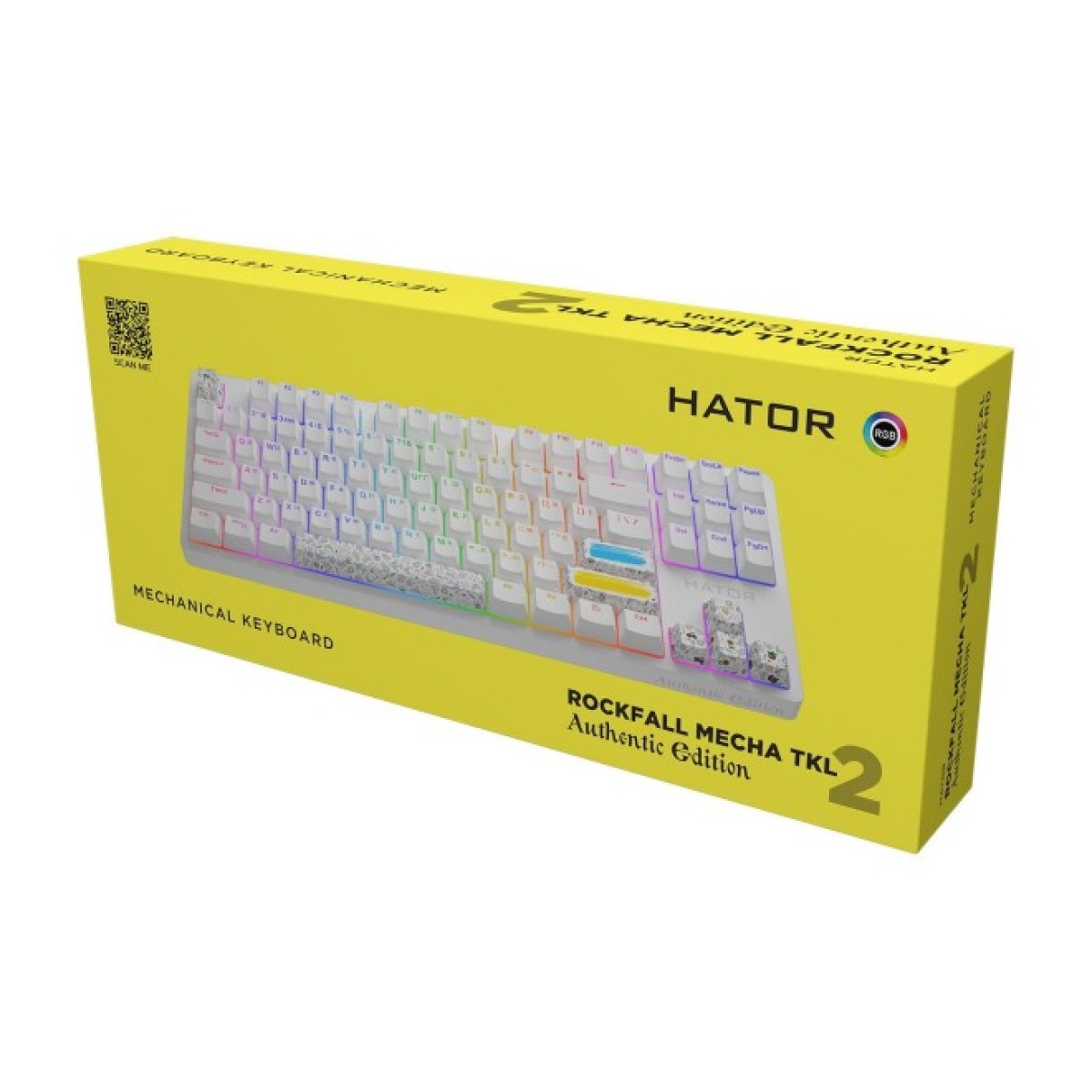 Клавіатура Hator Rockfall 2 Mecha TKL Authentic Edition Aurum Milky Way Silent USB White (HTK-531) 98_98.jpg - фото 2