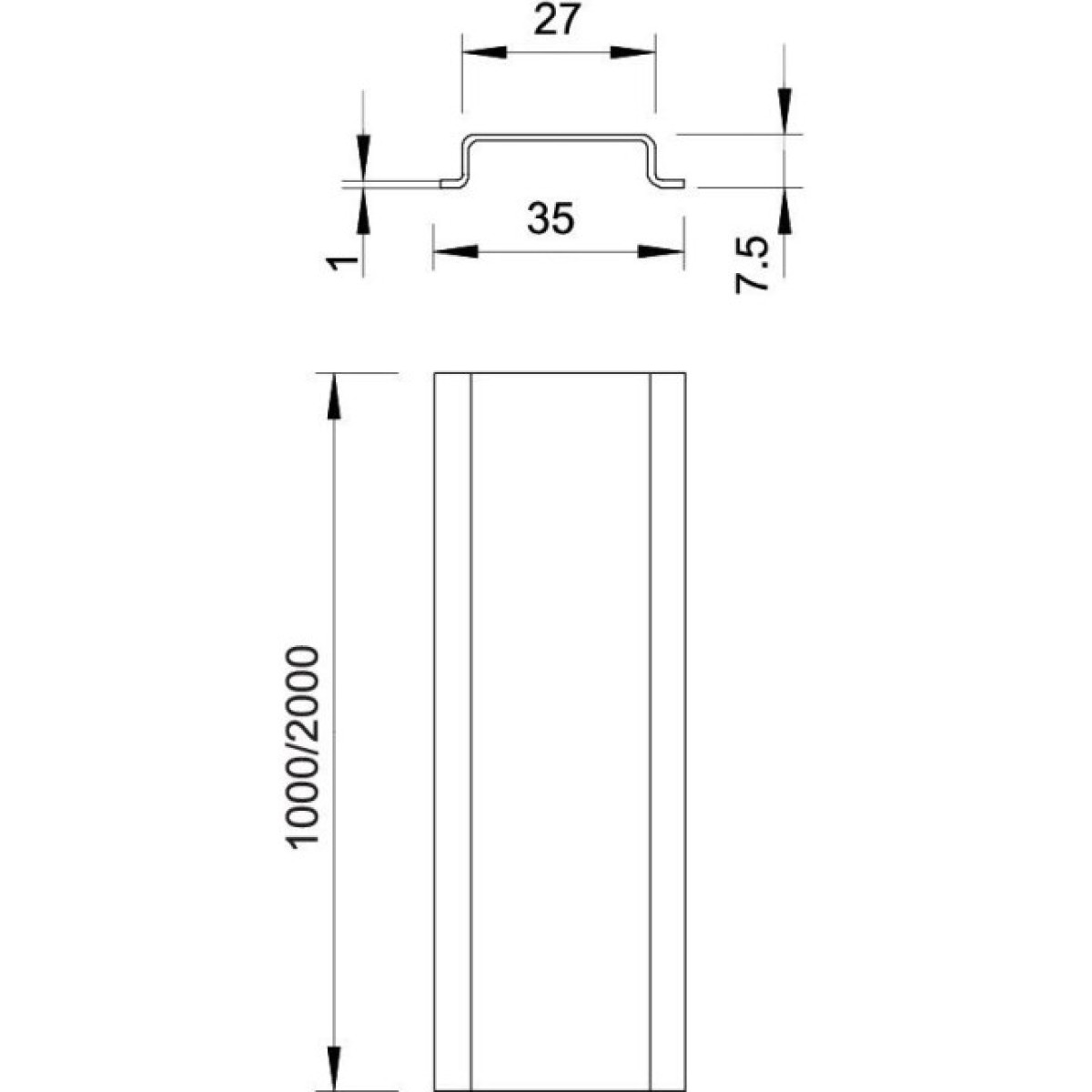 Рейка DIN неперфорована 35x1мм, L=2000мм, EN 60715 / гальван.сталь OBO Bettermann 1115650 98_98.jpg - фото 2