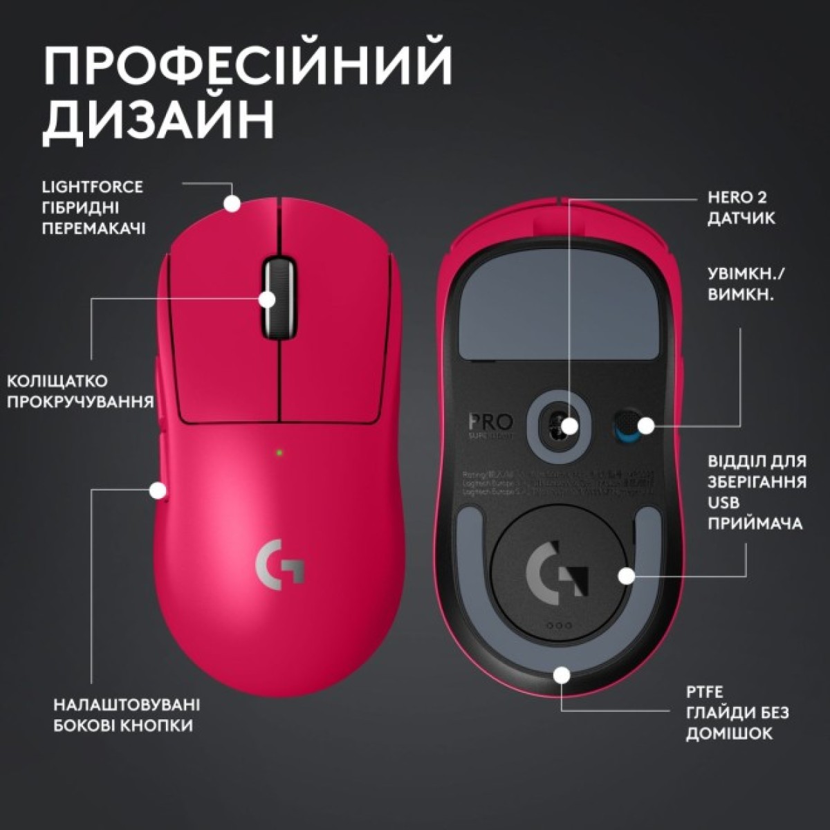 Мышка Logitech G Pro X Superlight 2 Lightspeed Wireless Magenta (910-006797) 98_98.jpg - фото 3