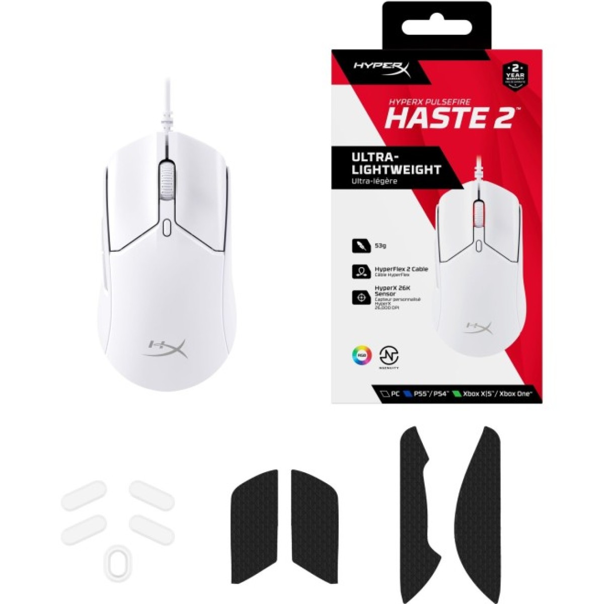 Мишка HyperX Pulsefire Haste 2 USB White (6N0A8AA) 98_98.jpg - фото 4