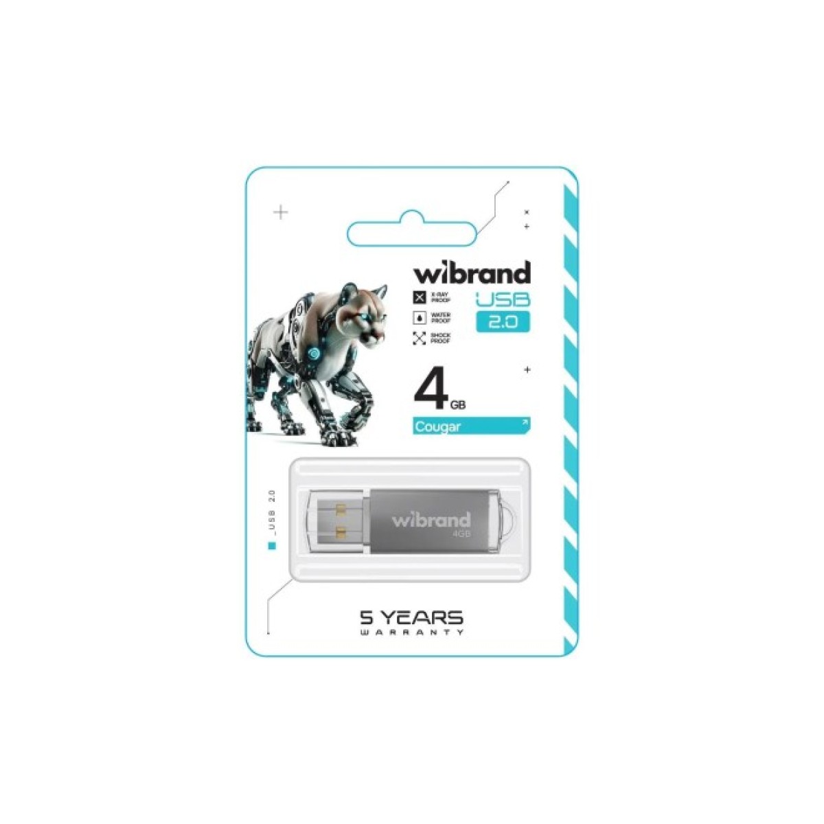 USB флеш накопитель Wibrand 4GB Cougar Silver USB 2.0 (WI2.0/CU4P1S) 98_98.jpg - фото 2