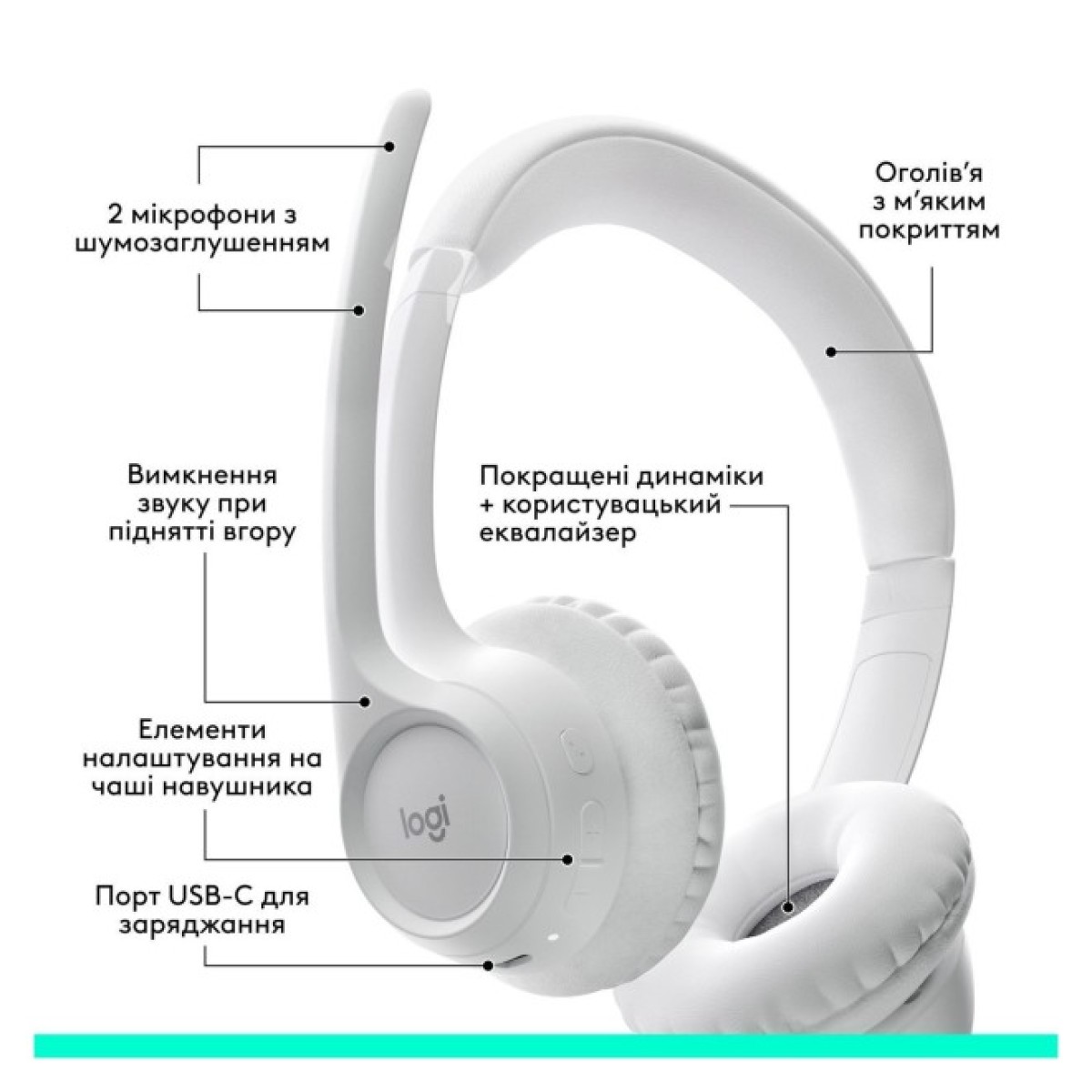 Наушники Logitech Zone 300 Bluetooth Off-White (981-001417) 98_98.jpg - фото 5