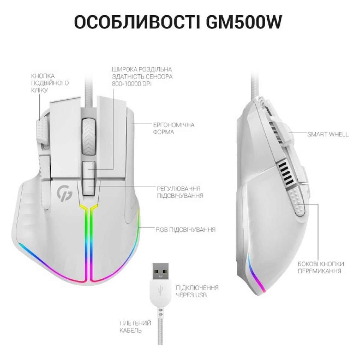 Мишка GamePro GM500W RGB USB White (GM500W) 98_98.jpg - фото 8