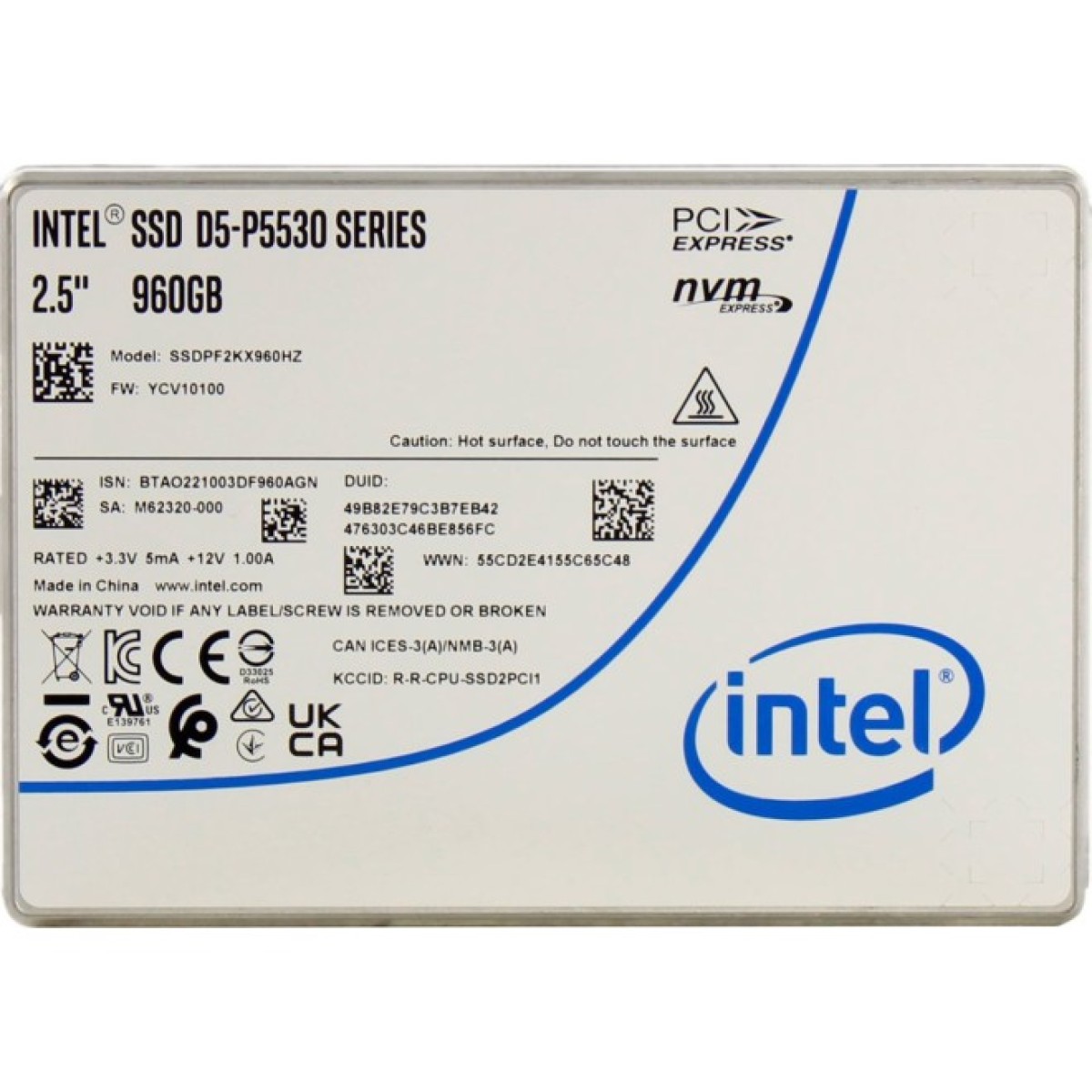 Накопитель SSD U.2 2.5" 960GB D5-P5530 15mm INTEL (SSDPF2KX960HZN1) 98_98.jpg - фото 1