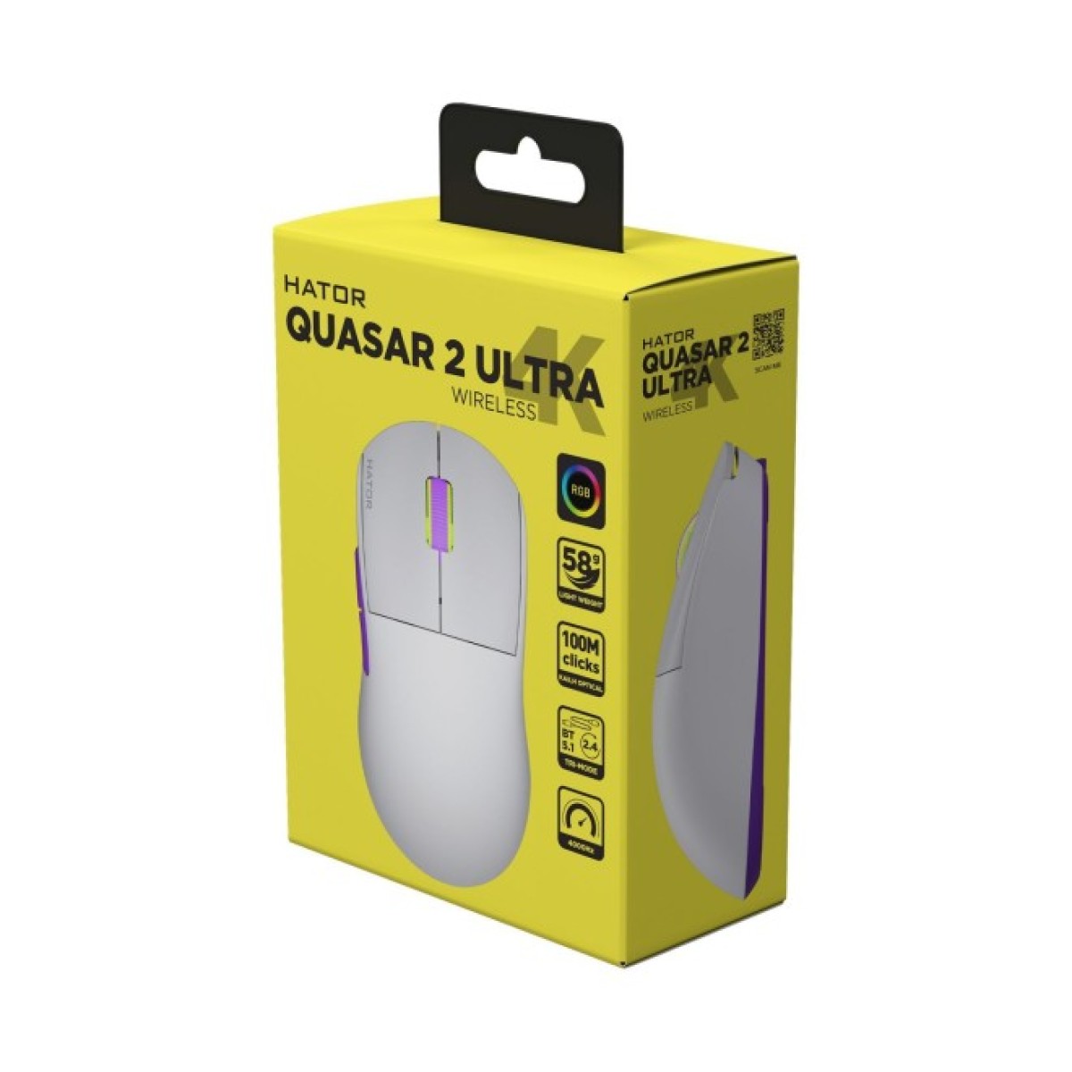 Мышка Hator Quasar 2 Ultra 4K Wireless/Bluetooth/USB White/Lilac (HTM571WL) 98_98.jpg - фото 4