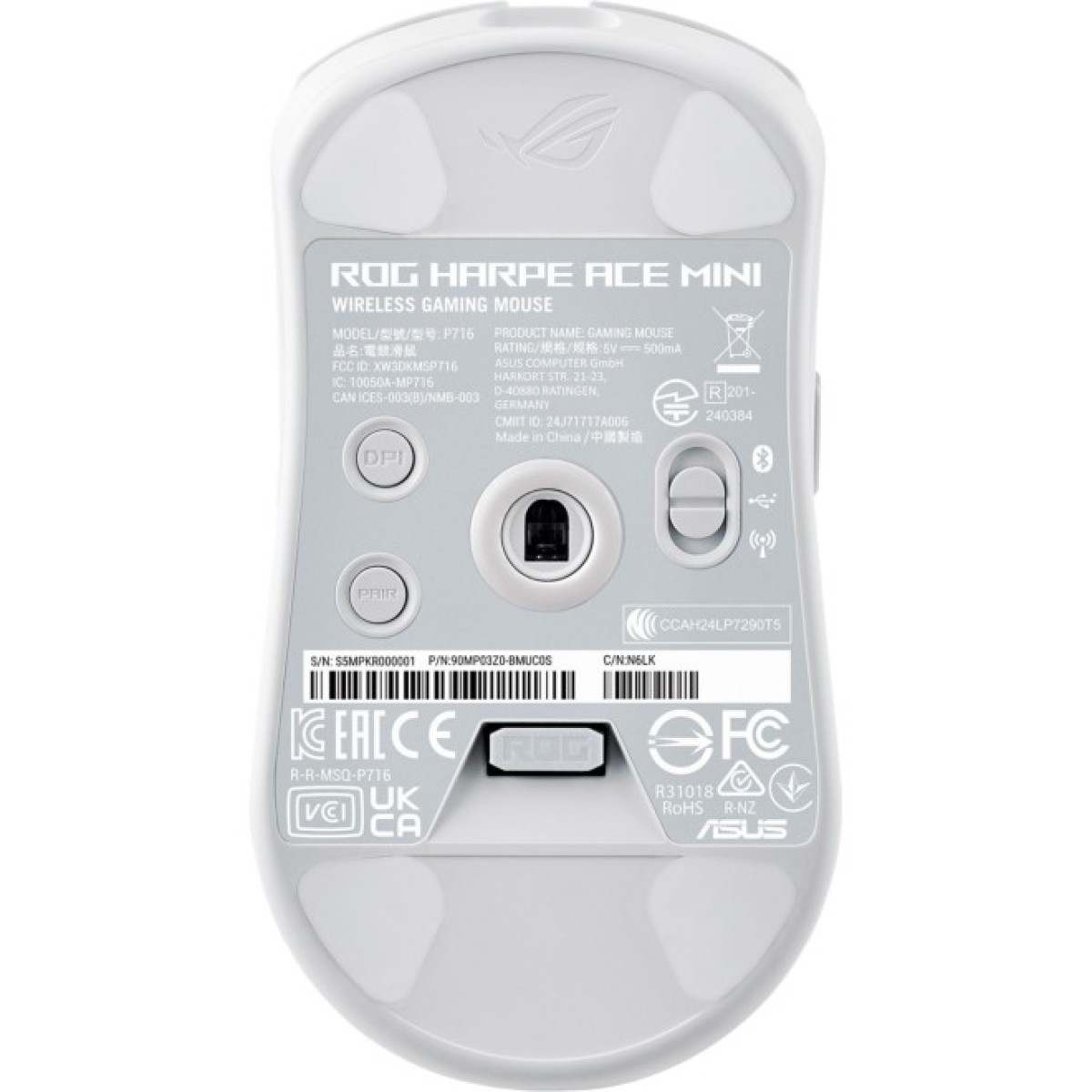 Мишка ASUS ROG Harpe Ace Mini Wireless/Bluetooth/USB White (90MP03Z0-BMUA10) 98_98.jpg - фото 8