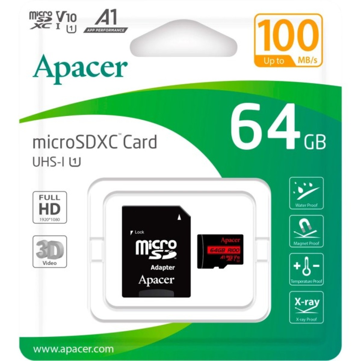 Карта памяти Apacer 64GB microSD class 10 UHS-I V10 A1 (AP64GMCSX10UB-R) 98_98.jpg - фото 2