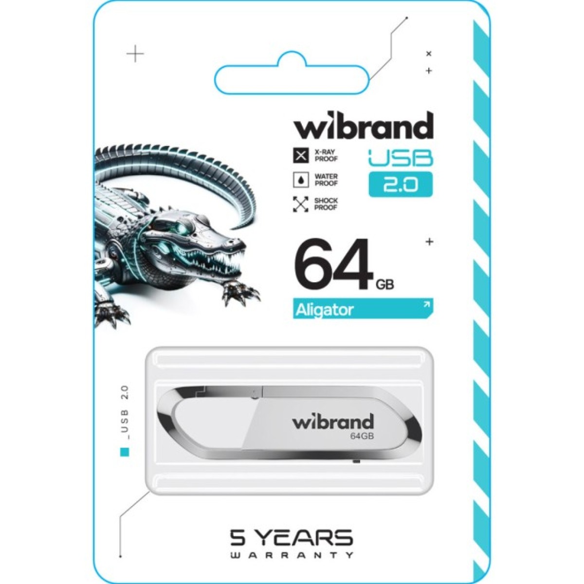 USB флеш накопичувач Wibrand 64GB Aligator White USB 2.0 (WI2.0/AL64U7W) 98_98.jpg - фото 2