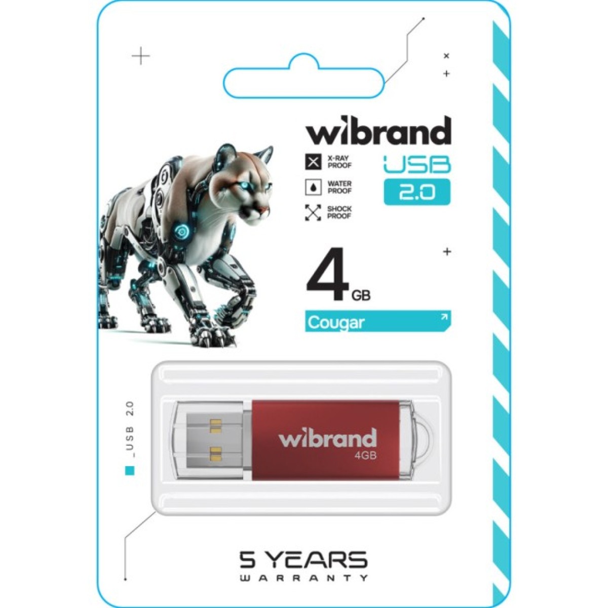 USB флеш накопичувач Wibrand 4GB Cougar Red USB 2.0 (WI2.0/CU4P1R) 98_98.jpg - фото 2