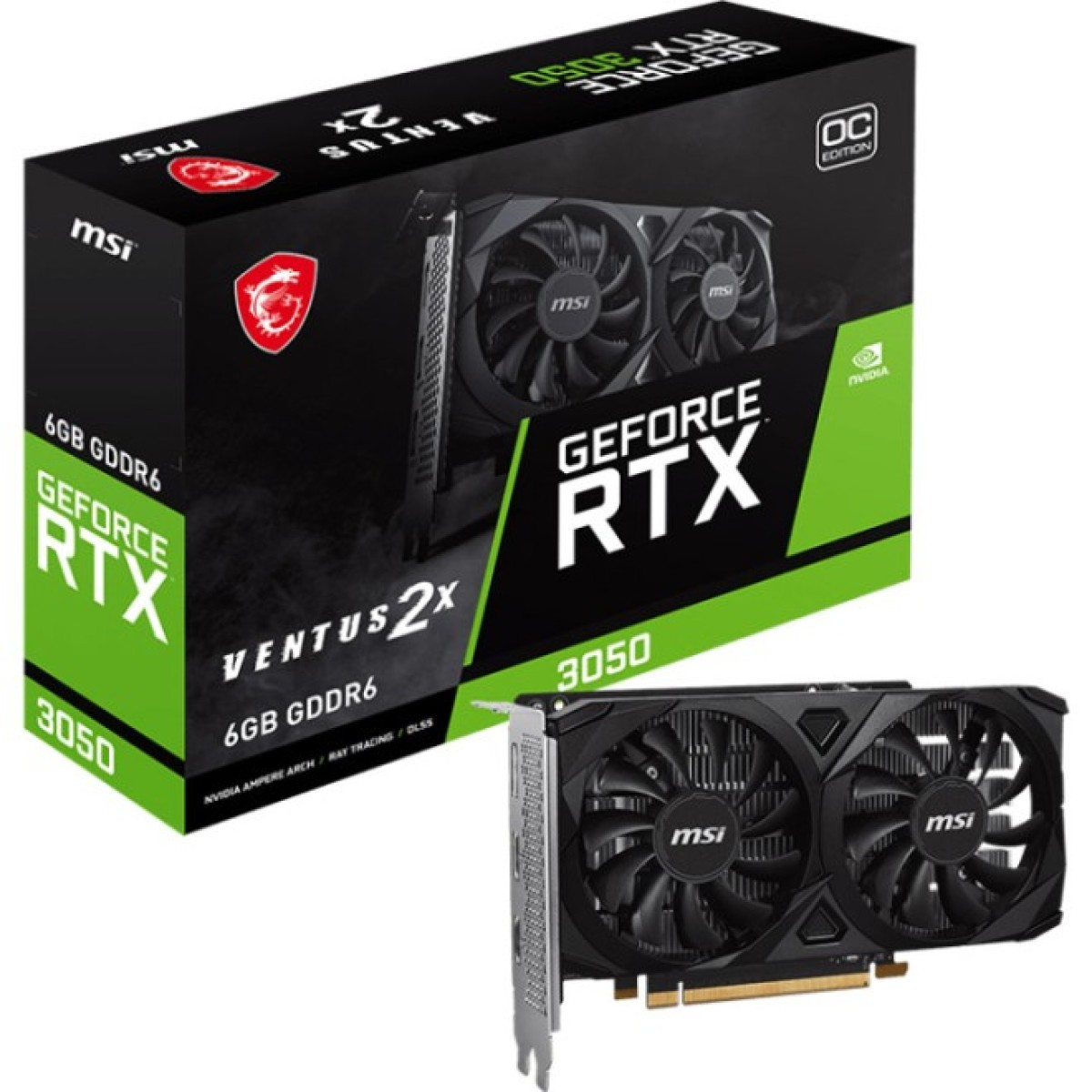 Видеокарта MSI GeForce RTX3050 6Gb VENTUS 2X E OC (RTX 3050 VENTUS 2X E 6G OC) 98_98.jpg - фото 1