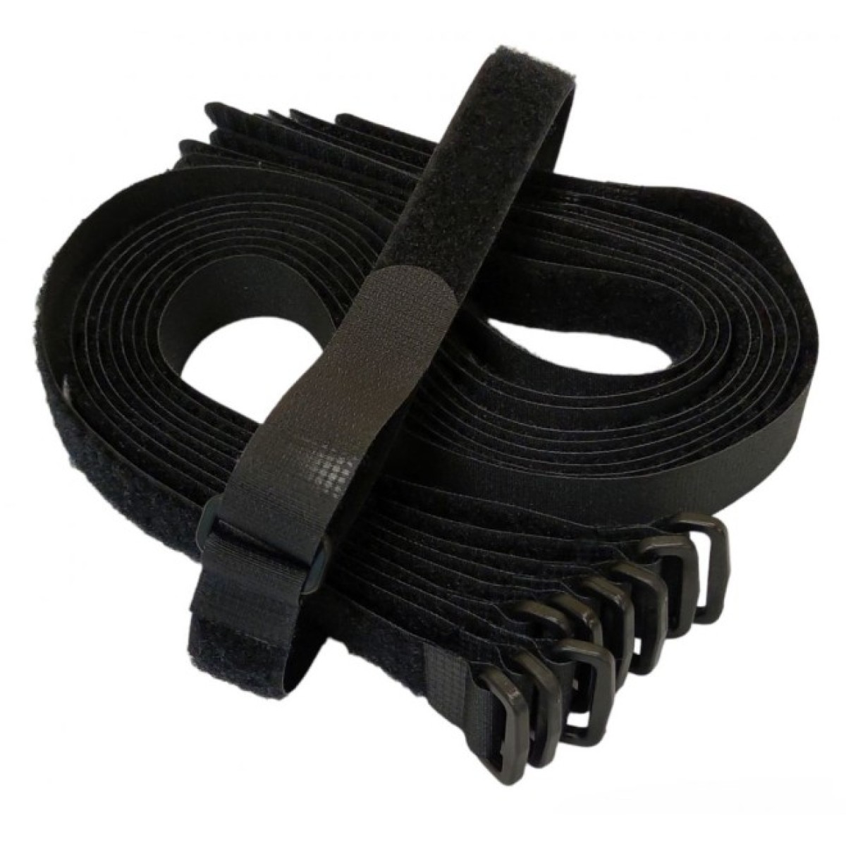 Кабельный хомут на липучке (Velcro) с пластиковым кольцом, 500x20 мм, 10 шт, черный 256_256.jpg
