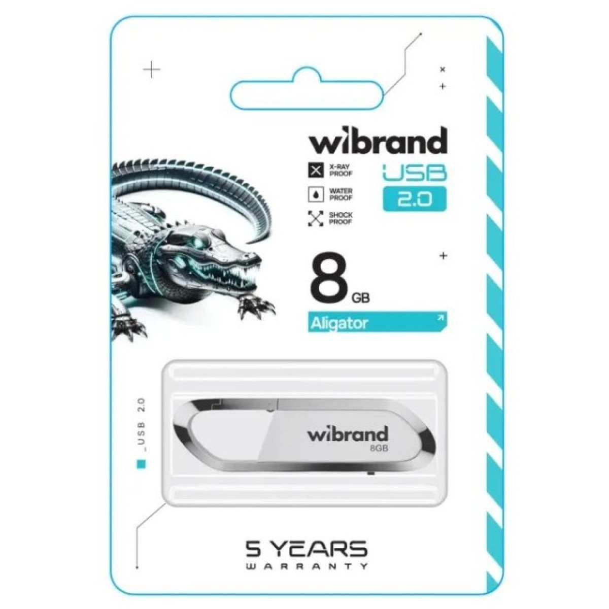 USB флеш накопитель Wibrand 8GB Aligator White USB 2.0 (WI2.0/AL8U7W) 98_98.jpg - фото 2