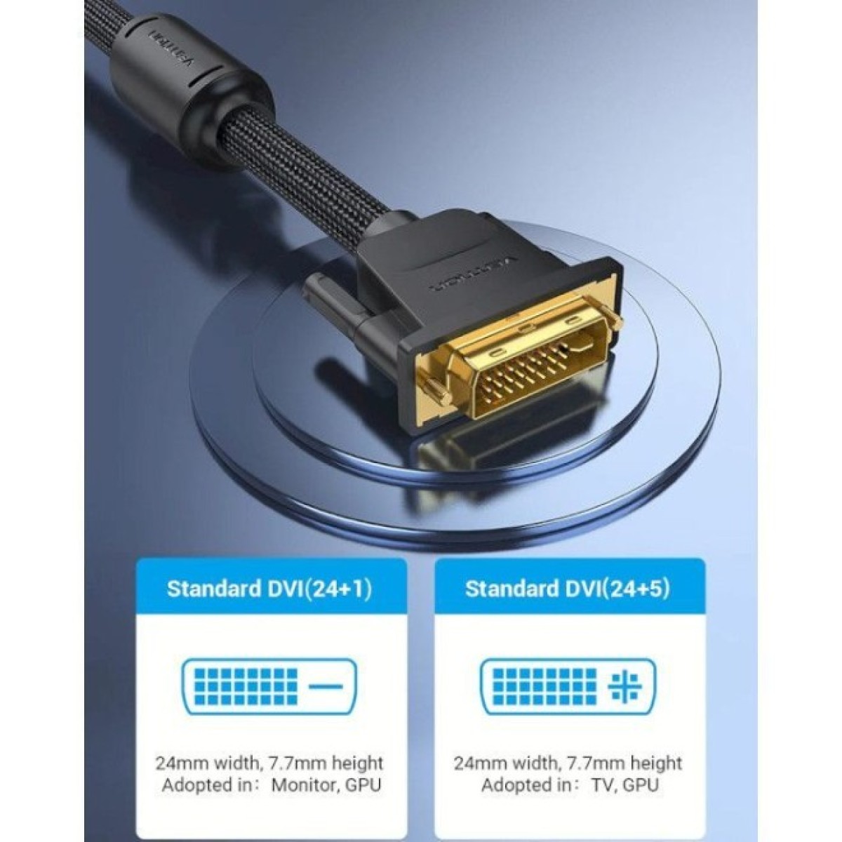 Кабель мультимедийный DVI to DVI 24+1pin 8.0m 2K 60Hz ferrite Vention (EAEBK) 98_98.jpg - фото 2