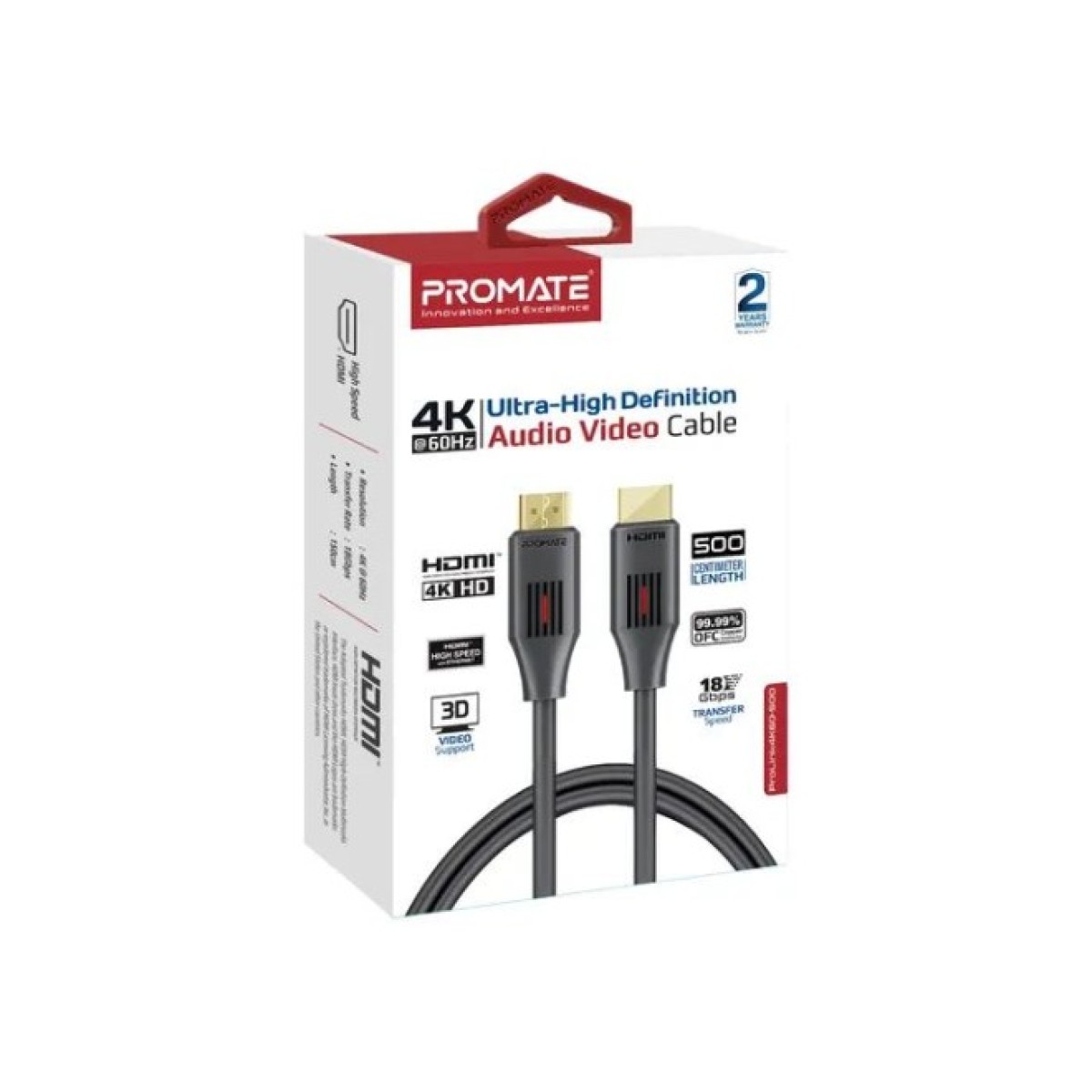 Кабель мультимедийный HDMI to HDMI v.2.0 prolink4k60-500 Promate (prolink4k60-500) 98_98.jpg - фото 2