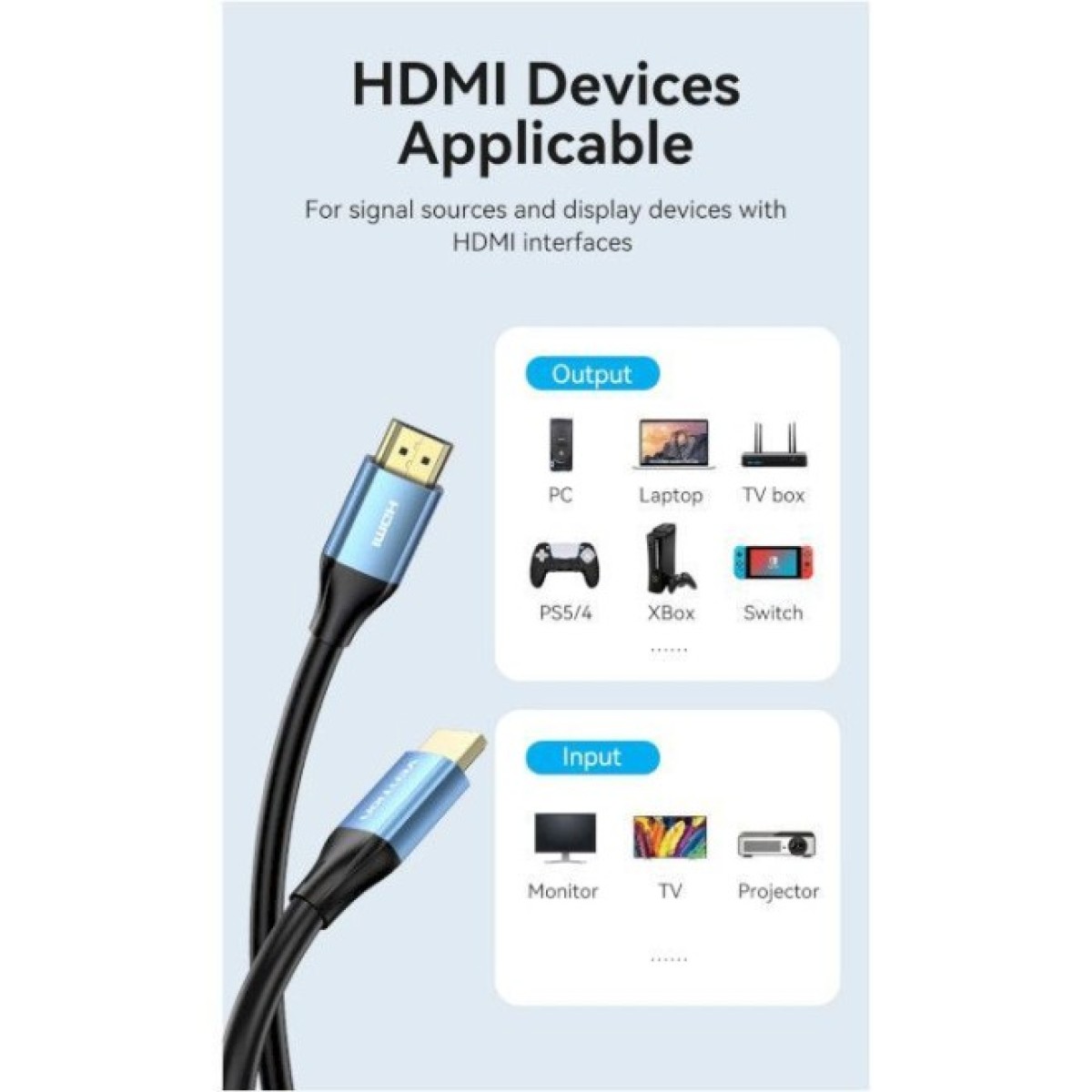 Кабель мультимедійний HDMI to HDMI 5.0m V2.0 4K 60Hz Aluminum Alloy Blue Vention (ALHSJ) 98_98.jpg - фото 2