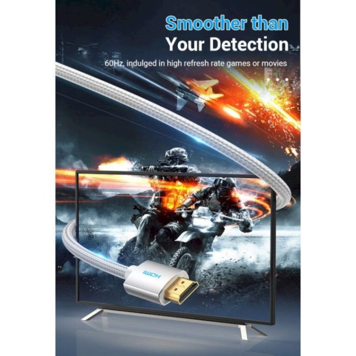 Кабель мультимедийный HDMI to HDMI 10.0m V2.0 4K 60Hz Silver Metal Type Vention (AABIL) 98_98.jpg - фото 3