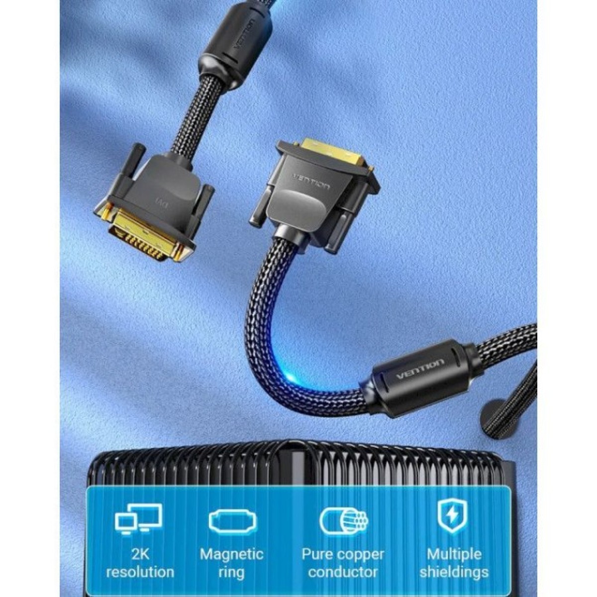 Кабель мультимедийный DVI to DVI 24+1pin 8.0m 2K 60Hz ferrite Vention (EAEBK) 98_98.jpg - фото 6