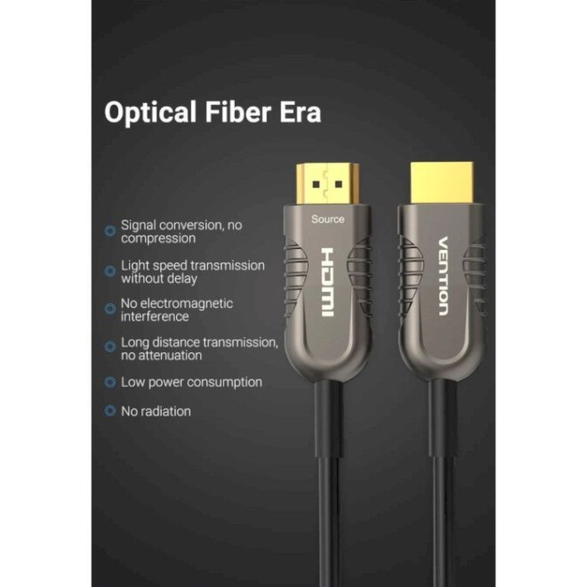 Кабель мультимедійний HDMI to HDMI 60.0m V2.1 Optical 8K 60Hz 48Gbps Dolby 7.1 TPE Black Metal Type Vention (AAZBAE) 98_98.jpg - фото 4