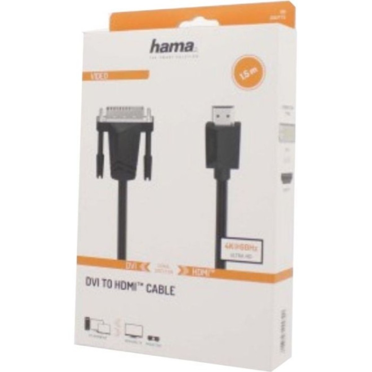Кабель мультимедийный DVI to HDMI 1.5m Ultra HD 4K Black Hama (00200715) 98_98.jpg - фото 2