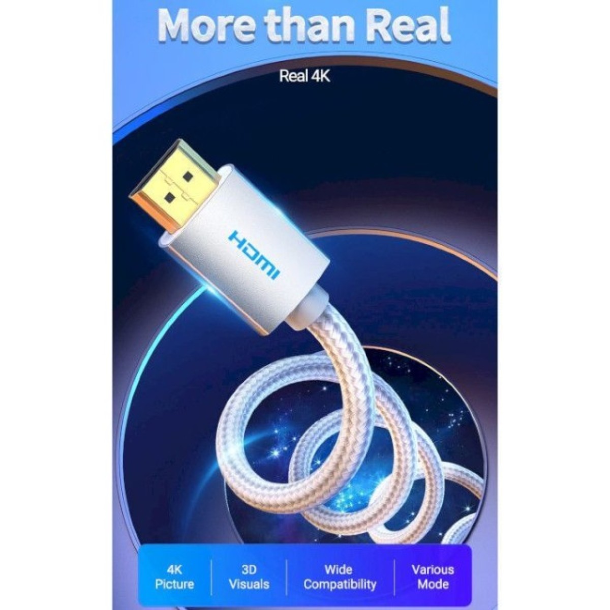 Кабель мультимедийный HDMI to HDMI 10.0m V2.0 4K 60Hz Silver Metal Type Vention (AABIL) 98_98.jpg - фото 6