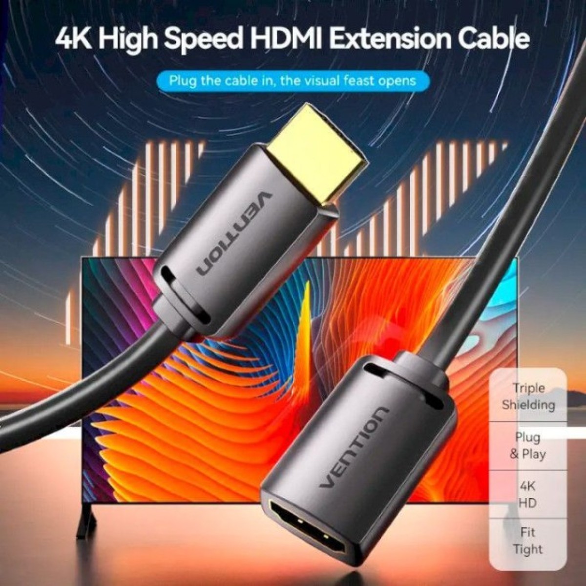 Кабель мультимедійний HDMI M to HDMI F 5.0m V2.0 4K 60Hz PVC Vention (AHCBJ) 98_98.jpg - фото 8