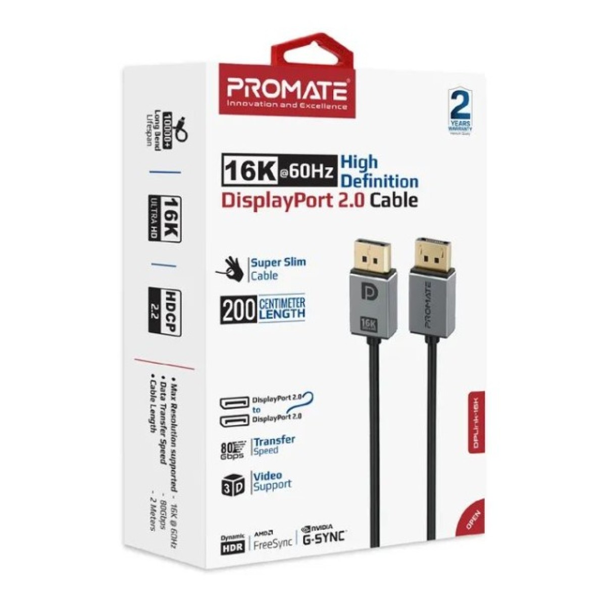 Кабель мультимедійний DisplayPort to DisplayPort v.2.0 dplink-16k.black Promate (dplink-16k.black) 98_98.jpg - фото 5