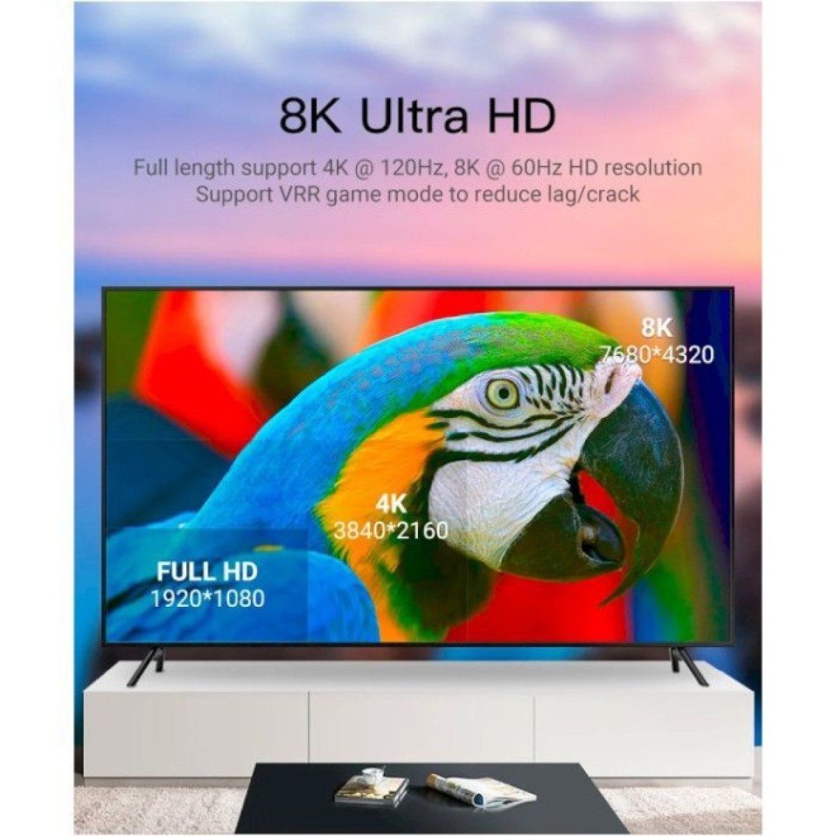 Кабель мультимедійний HDMI to HDMI 60.0m V2.1 Optical 8K 60Hz 48Gbps Dolby 7.1 TPE Black Metal Type Vention (AAZBAE) 98_98.jpg - фото 10