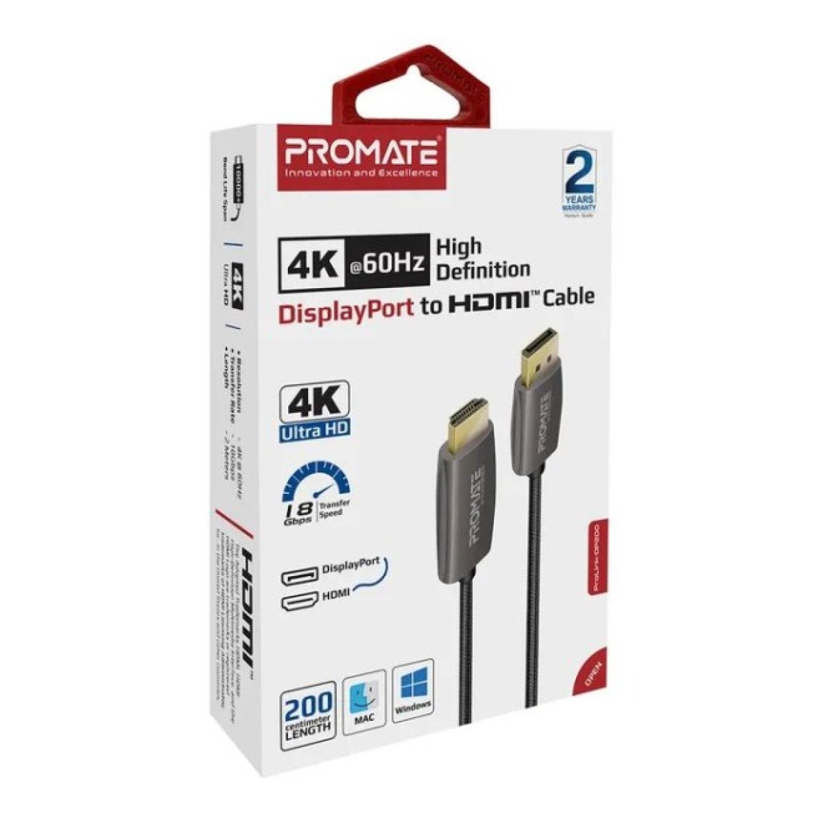 Кабель мультимедійний DisplayPort to HDMI prolink-dp200.black Promate (prolink-dp200.black) 98_98.jpg - фото 2