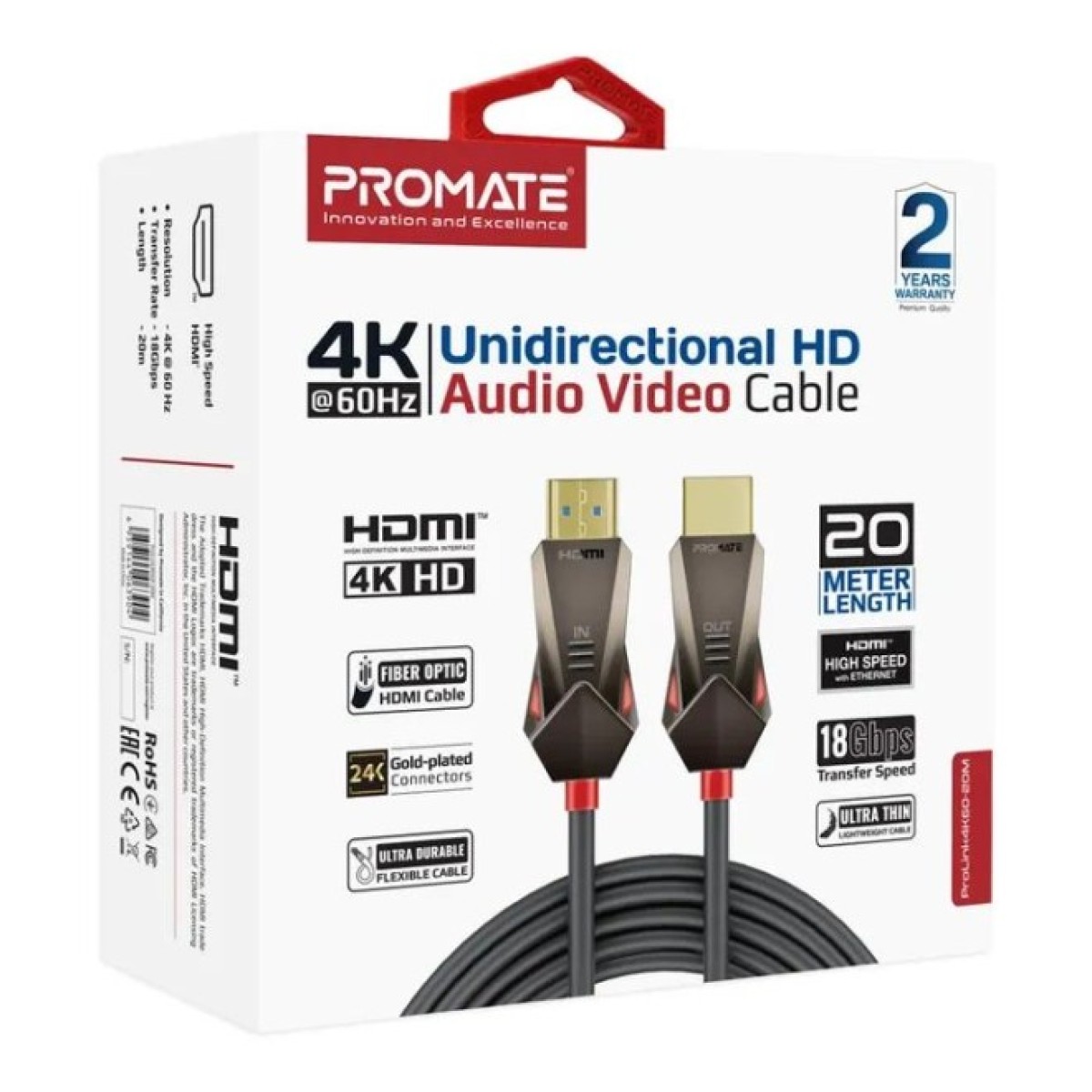 Кабель мультимедийный HDMI to HDMI v.2.0 prolink4k60-20m Promate (prolink4k60-20m) 98_98.jpg - фото 4