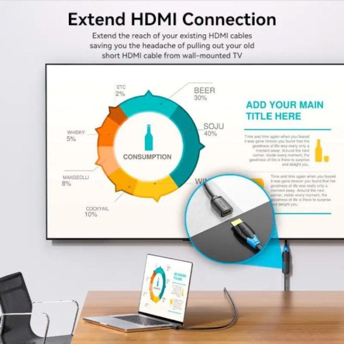 Кабель мультимедійний HDMI M to HDMI F 5.0m V2.0 4K 60Hz PVC Vention (AHCBJ) 98_98.jpg - фото 10