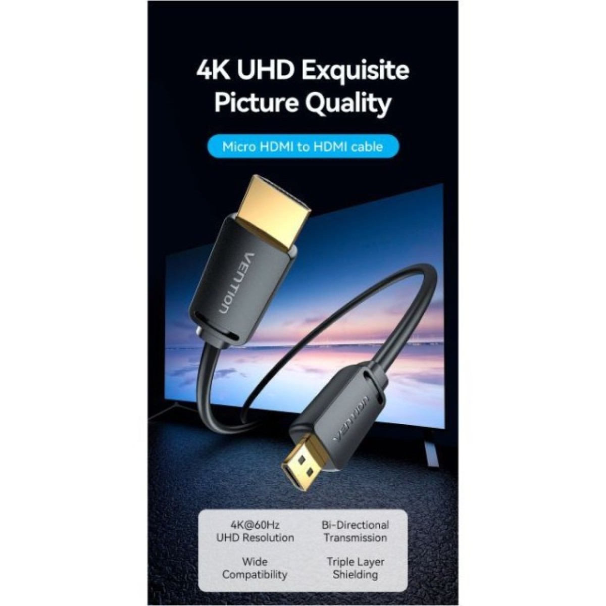 Кабель мультимедийный HDMI to HDMI Micro 3.0m V2.0 4K 60Hz18Gbps HDR Dolby Vention (AGIBI) 98_98.jpg - фото 7
