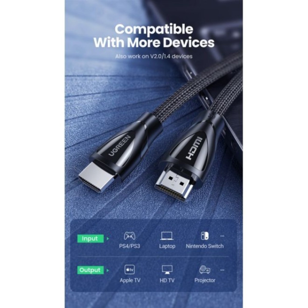 Кабель мультимедийный HDMI to HDMI 1.0m V2.1 HD140 Ugreen (80401) 98_98.jpg - фото 5