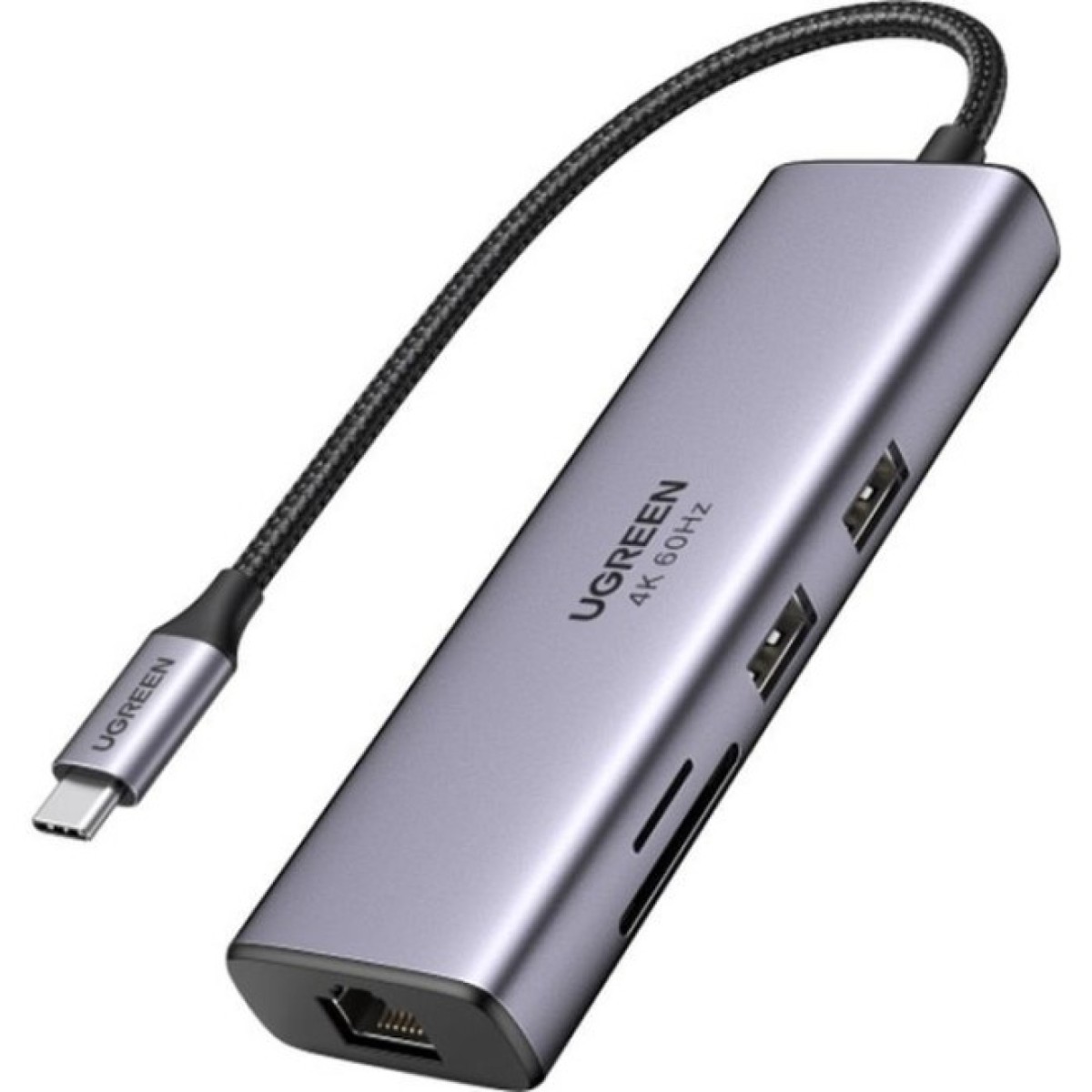 Концентратор Ugreen USB3.1 Type-C to HDMI/USB 3.0x2/RJ45/SD/TF/PD 100W CM512 (60515) 256_256.jpg