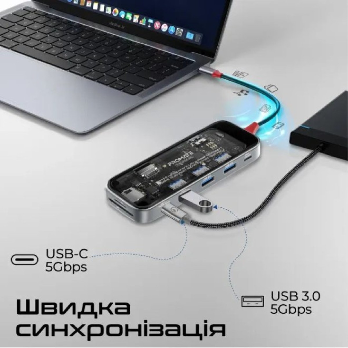 Концентратор Promate USB Hub 9 ports transhub-go (transhub-go) 98_98.jpg - фото 3