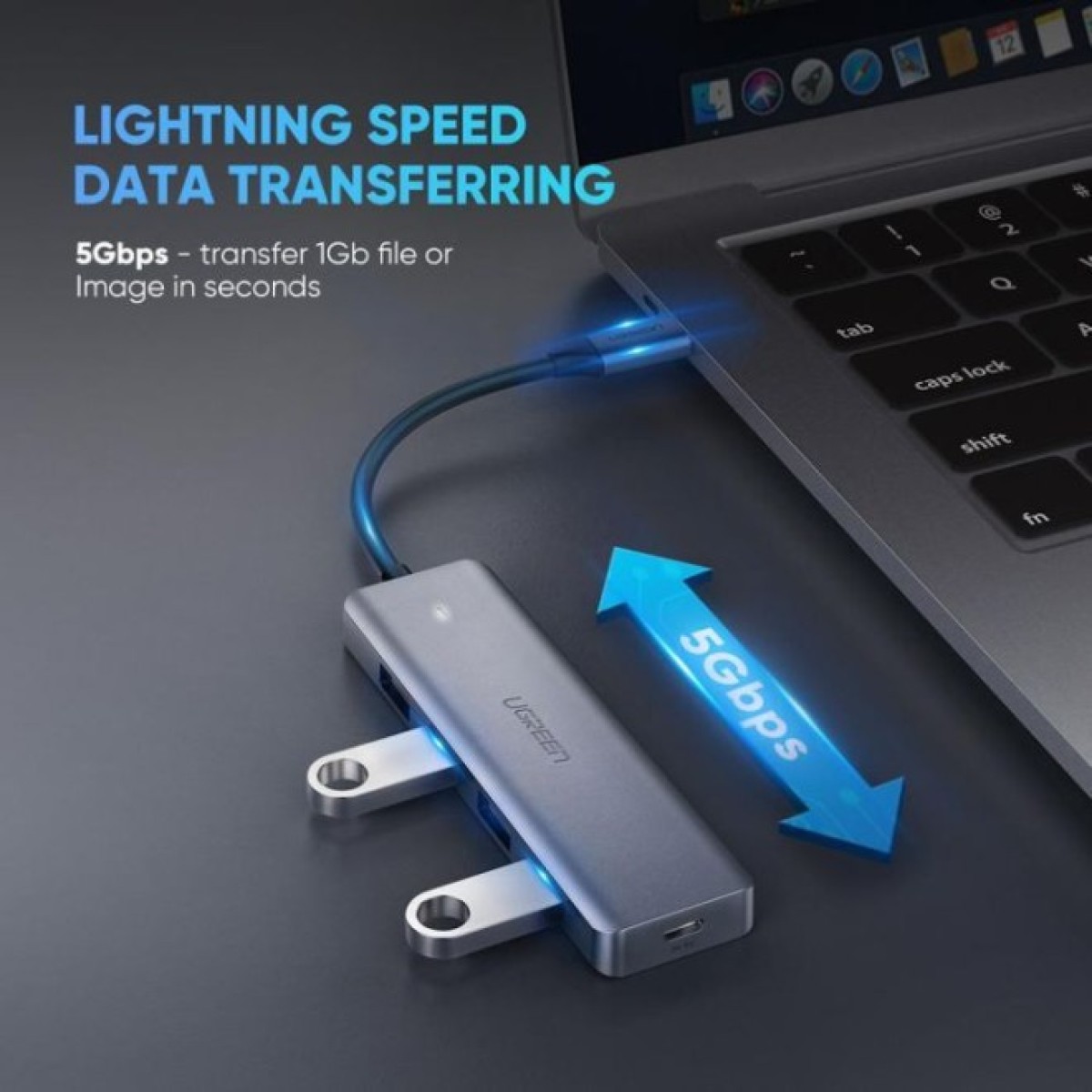Концентратор Ugreen CM219 HUB Type-C to 4xUSB with USB-C Power Port (Gray) (70336) 98_98.jpg - фото 2