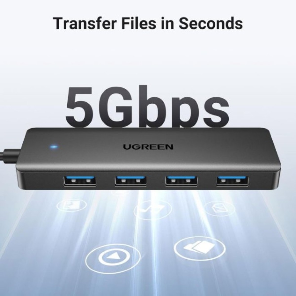 Концентратор Ugreen USB 3.0 to 4хUSB 3.0 0.15m Space Gray CM219 (25851) 98_98.jpg - фото 2