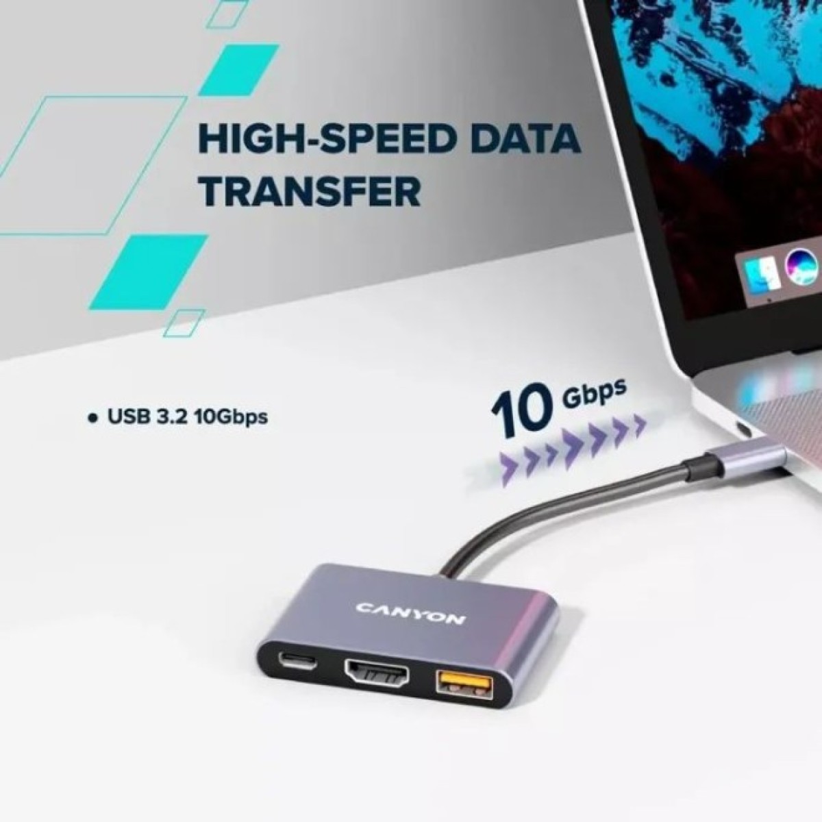 Концентратор Canyon hub DS-4 3in1 USB-C Grey (CNS-TDS4) 98_98.jpg - фото 3