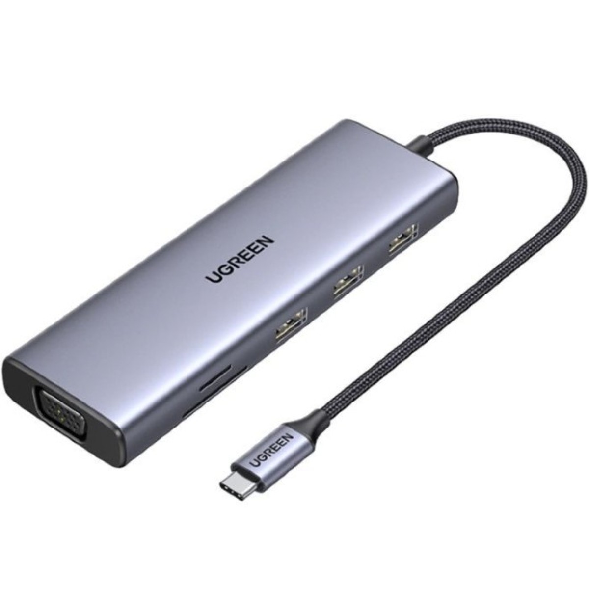 Концентратор Ugreen USB3.1 Type-C to HDMI/VGA/USB 3.0х3/RJ45/SD/TF/PD/35мм TRRS 100W 10-in-1 (15601) 256_256.jpg
