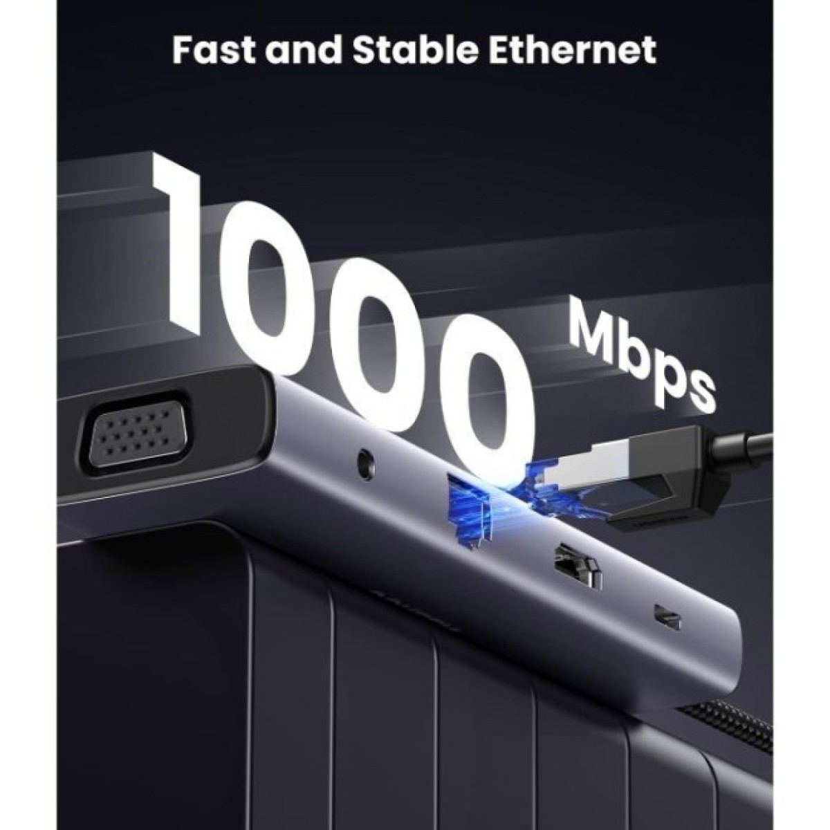 Концентратор Ugreen USB3.1 Type-C to HDMI/VGA/USB 3.0х3/RJ45/SD/TF/PD/35мм TRRS 100W 10-in-1 (15601) 98_98.jpg - фото 3