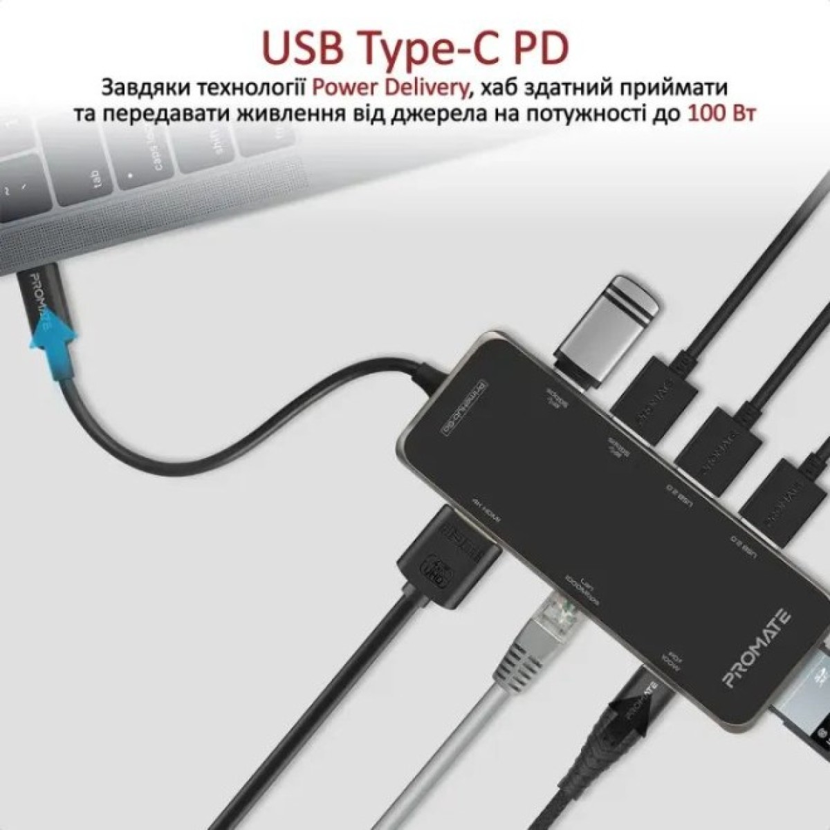 Концентратор Promate USB Hub 9 ports primehub-go.grey (primehub-go.grey) 98_98.jpg - фото 2