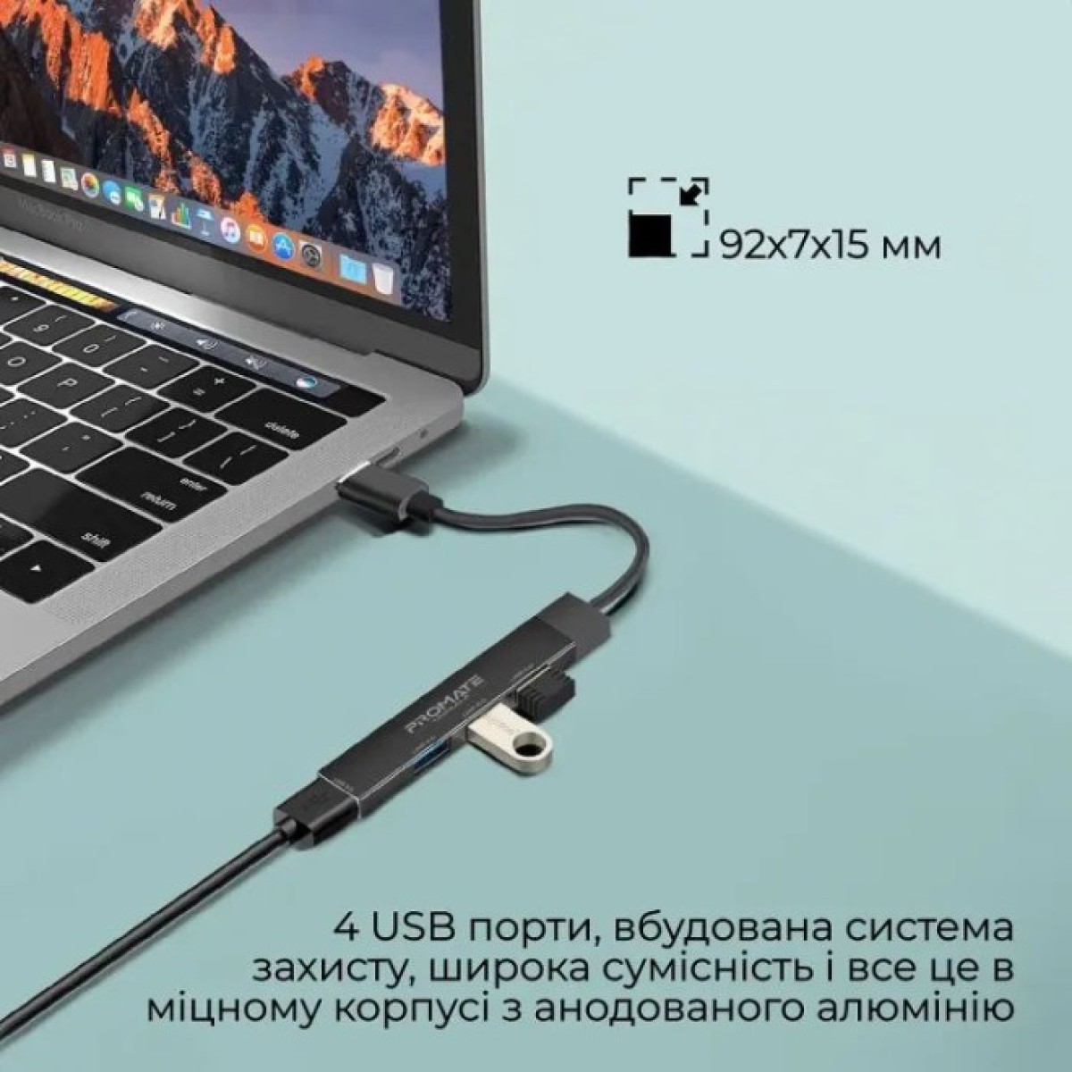 Концентратор Promate USB Hub 4 ports litehub-4.black (litehub-4.black) 98_98.jpg - фото 2