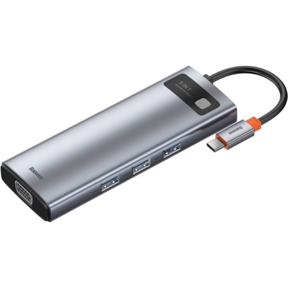 Концентратор Baseus USB3.1 Type-C to USB C(PD)100W/HDMI 4K 30Hz/VGA/USB3.2/RJ45/SD+TF,9in1 Grey (CAHUB-CU0G) 98_98.jpg - фото 1
