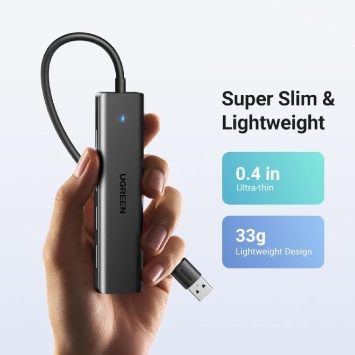 Концентратор Ugreen USB 3.0 to 4хUSB 3.0 0.15m Space Gray CM219 (25851) 98_98.jpg - фото 3