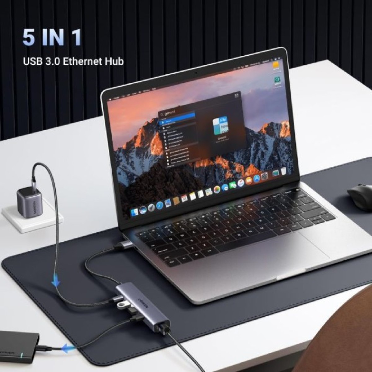 Концентратор Ugreen USB 3.0 to 3хUSB 3.0/Type-C+RJ45(1000M) Ethernet 5in1 CM475 (60554) 98_98.jpg - фото 3