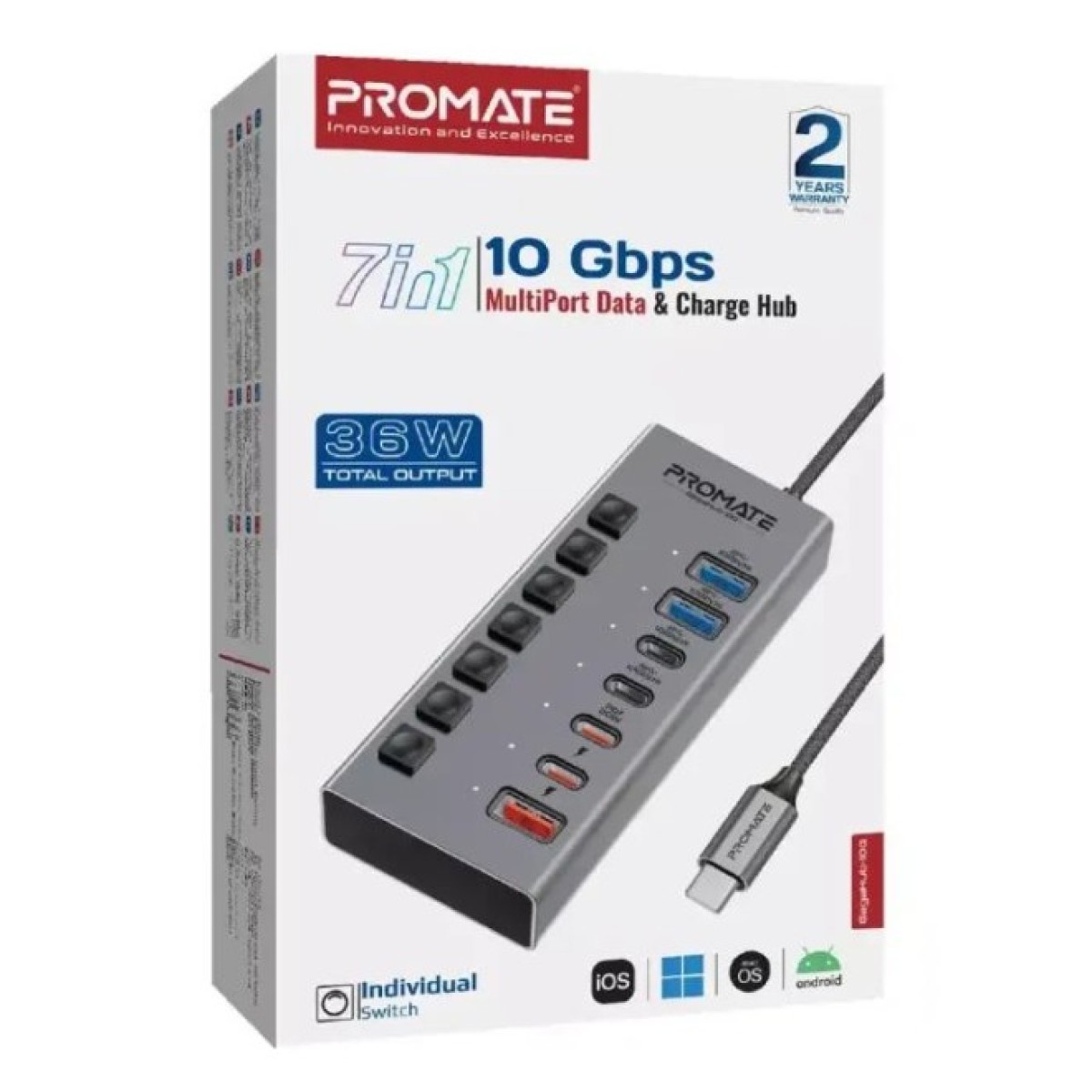 Концентратор Promate USB Hub 7 ports gegahub-10g (gegahub-10g) 98_98.jpg - фото 3