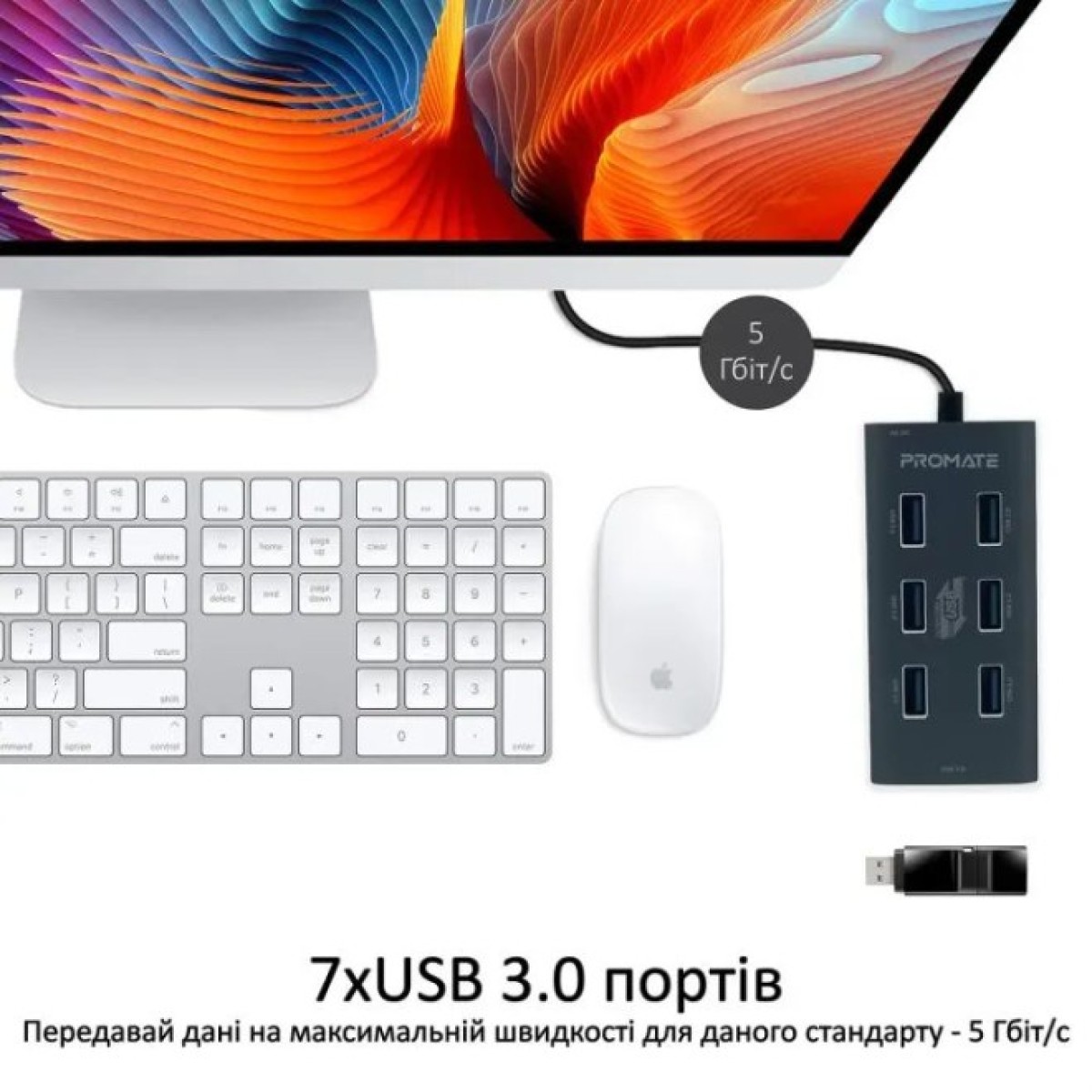 Концентратор Promate USB Hub 7 ports ezhub-7.grey (ezhub-7.grey) 98_98.jpg - фото 3
