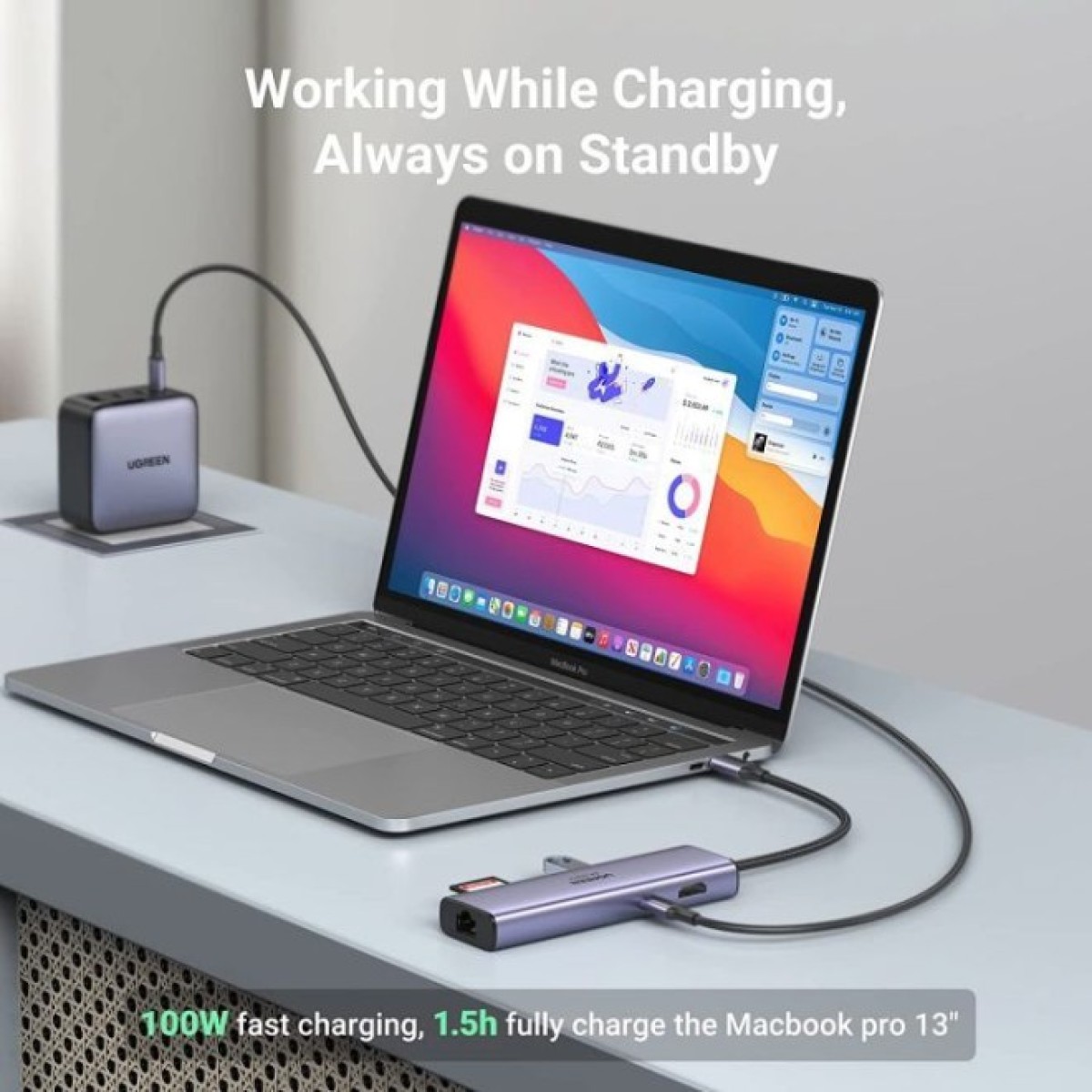 Концентратор Ugreen USB3.1 Type-C to HDMI/USB 3.0x2/RJ45/SD/TF/PD 100W CM512 (60515) 98_98.jpg - фото 6