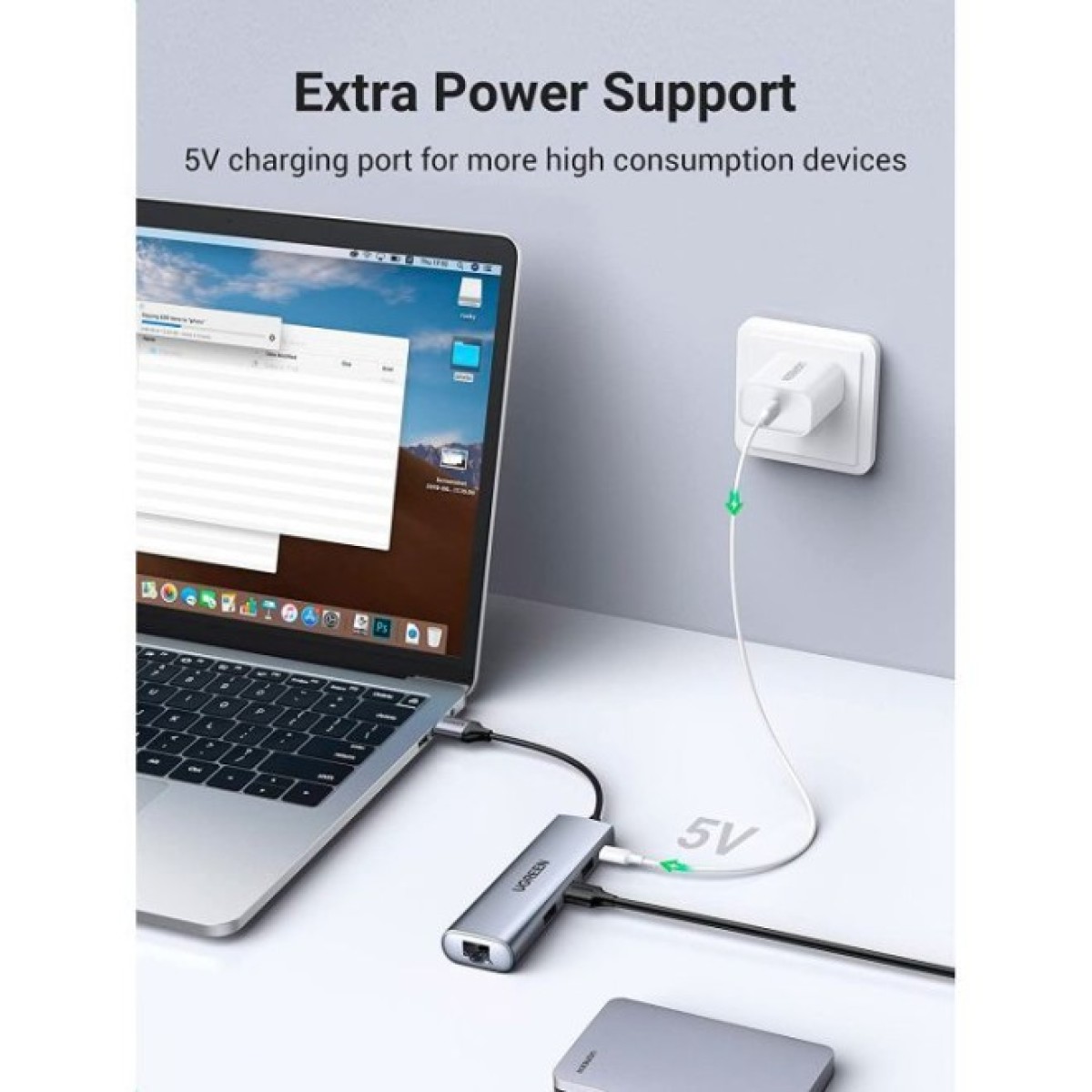 Концентратор Ugreen USB 3.0 to 3xUSB 3.0/RJ45/Micro USB CM266 Gray (60812) 98_98.jpg - фото 2