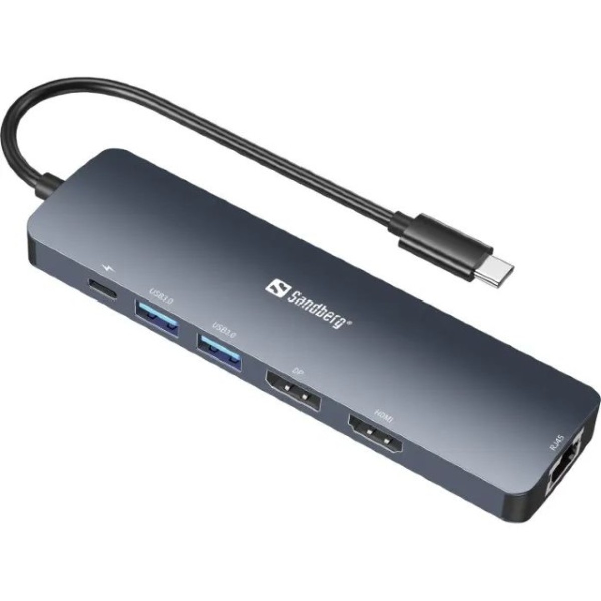 Концентратор Sandberg USB3.1 Type-C to HDMI/USB 3.0x2/RJ45/USB-C/DisplayPort PD 100W Hub 6-in-1 (136-43) 256_256.jpg