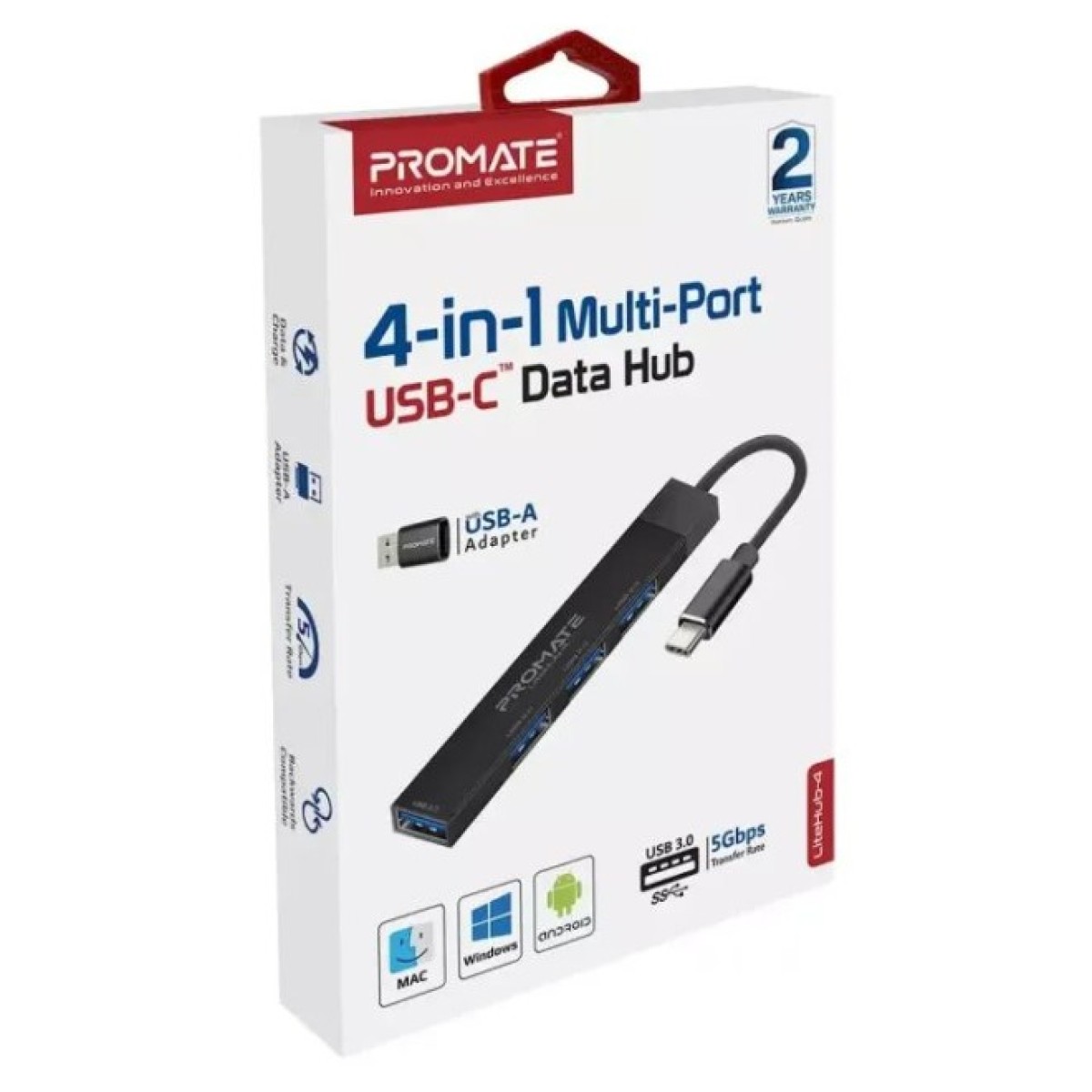 Концентратор Promate USB Hub 4 ports litehub-4.black (litehub-4.black) 98_98.jpg - фото 3